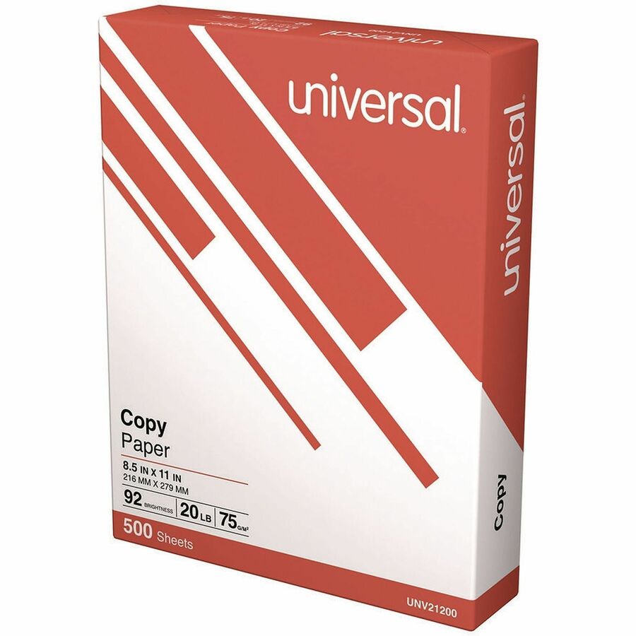 Universal Copy Paper - 92 Brightness - Letter - 8 1/2" x 11" - 20 lb Basis Weight - White - 2500 Sheets - 500 Sheets per Ream - 5 Ream per Case