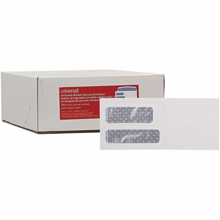 Universal Envelope, Business, #9, 24 lb, Gummed, White, Paper Stock, 500/Box