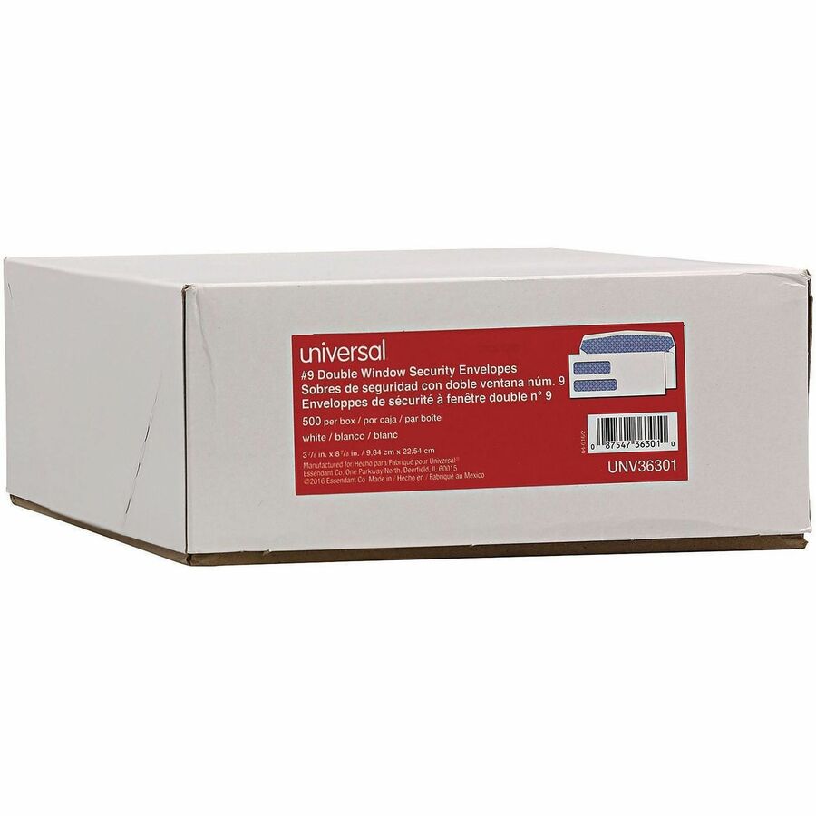 Universal Envelope, Business, #9, 24 lb, Gummed, White, Paper Stock, 500/Box