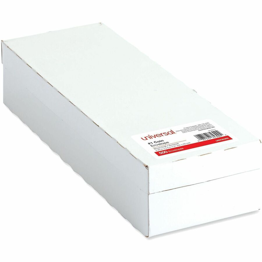 Universal Envelope - Coin - #3 - 20 lb - Gummed - Light Brown Kraft - Kraft Paper - 500 / Box