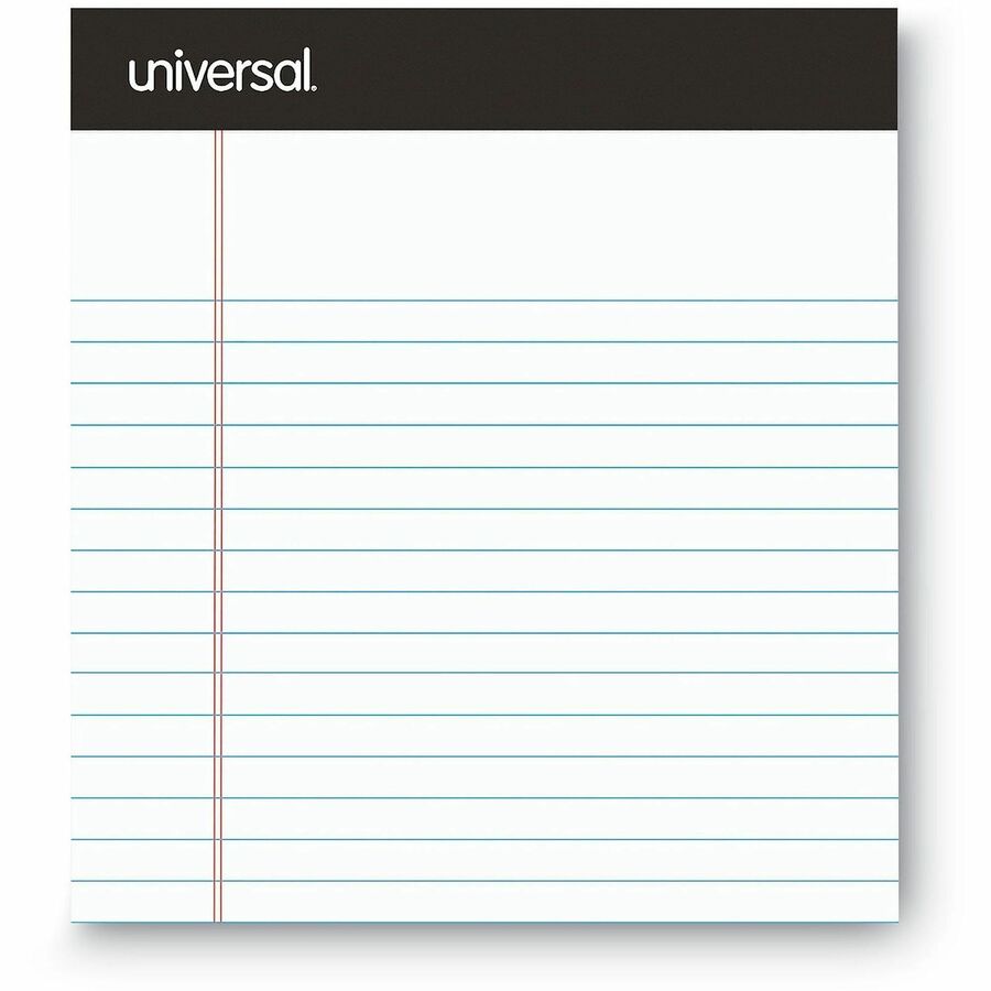 Universal Notepad - 1 Subject(s) - 50 Sheets - Printed - Tape Bound - Narrow Ruled Front Ruling - Ruled Red Margin - Junior Legal - 8" x 5" Sheet Size - White Paper - 6 / Pack