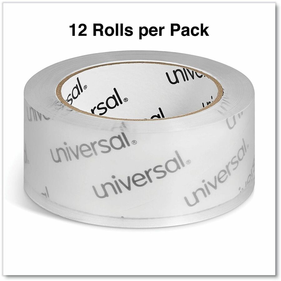 Universal Packaging Tape - 109 yd Length x 1.88" Width x 1.7 mil Thickness - 3" Core - Clear - Acrylic - Plastic Backing - 12 / Pack