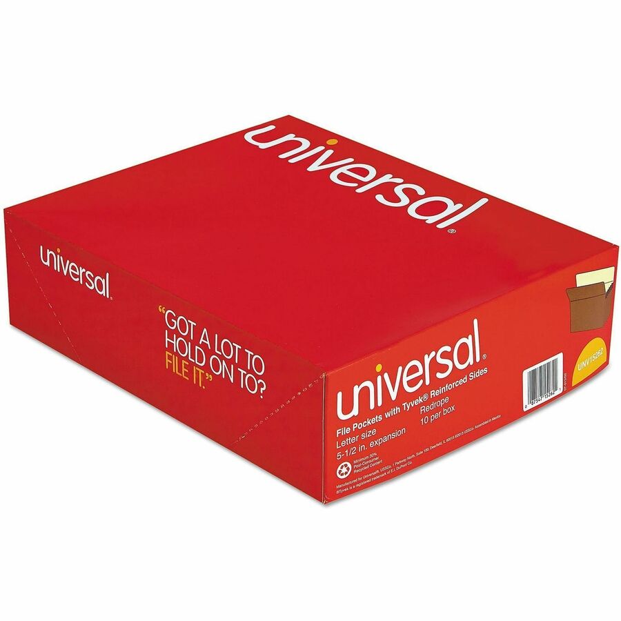 Universal Straight Tab Cut Letter Expanding File - 8 1/2" x 11" - Capacity5 1/4" Expansion - 1 Pocket(s) - Top Tab Position - Redrope - 10 Box