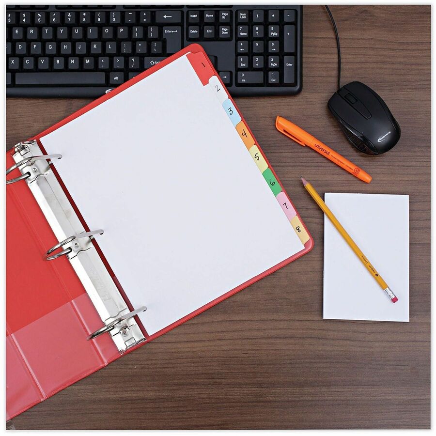 8 Write-on Side Tab(s) - Letter - 8.50" Width x 11" Length - 3 Hole Punched - White Paper Divider - Assorted Paper Tab(s) - Customizable, Double-sided, Reinforced Edges, Laminated Tab - 1 / Set