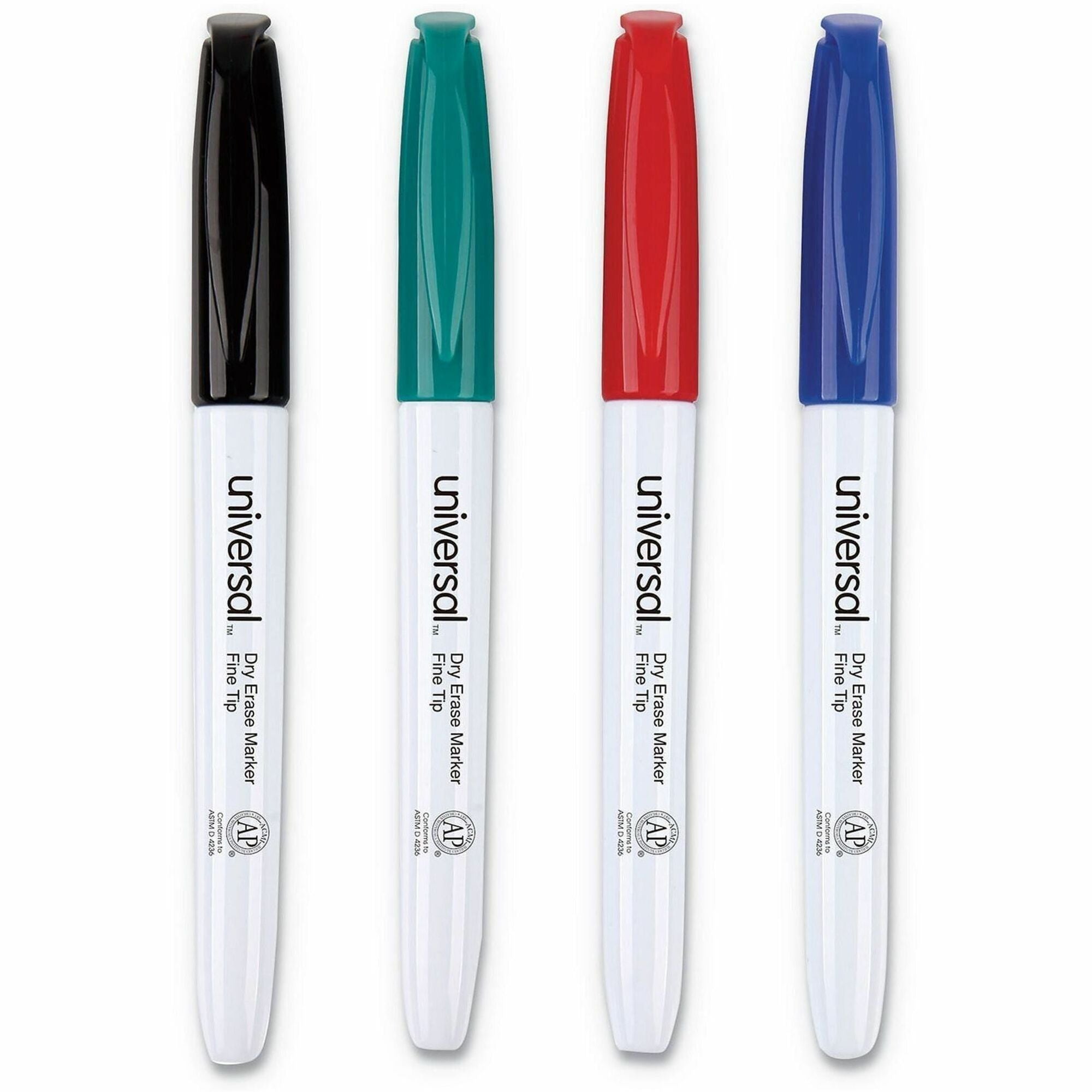 Fine Bullet, Fine Marker Point - Assorted Ink - Dry - Black, Blue, Green, Red Barrel - General Purpose - 4 / Set