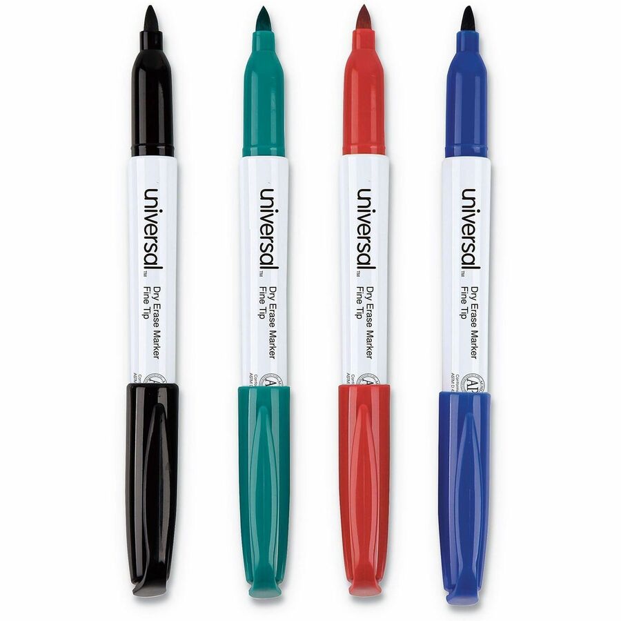 Fine Bullet, Fine Marker Point - Assorted Ink - Dry - Black, Blue, Green, Red Barrel - General Purpose - 4 / Set