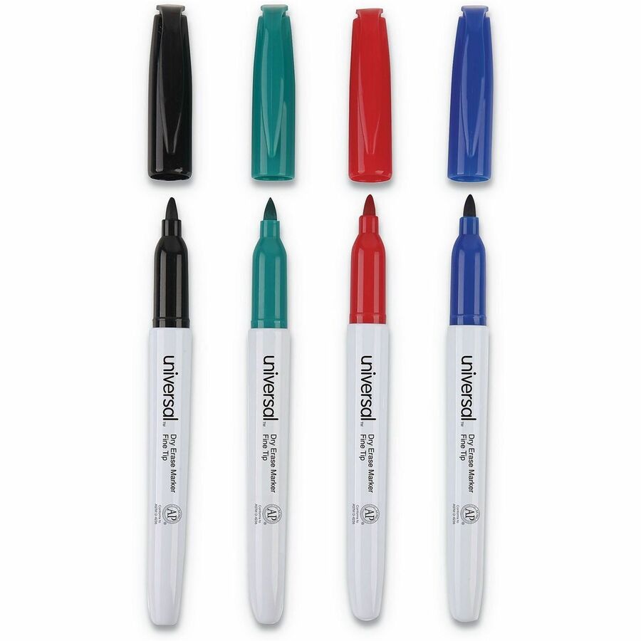 Fine Bullet, Fine Marker Point - Assorted Ink - Dry - Black, Blue, Green, Red Barrel - General Purpose - 4 / Set