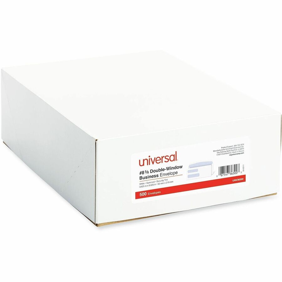 Universal Envelope, Business, #8 5/8, 24 lb, Gummed, White, Paper Stock, 500/Box