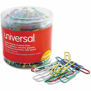 Universal Paper Clip - Jumbo - 2" Length x 0.5" Width - Assorted, Blue, Green, Red, White, Yellow - Plastic, Steel Wire - 250 / Pack