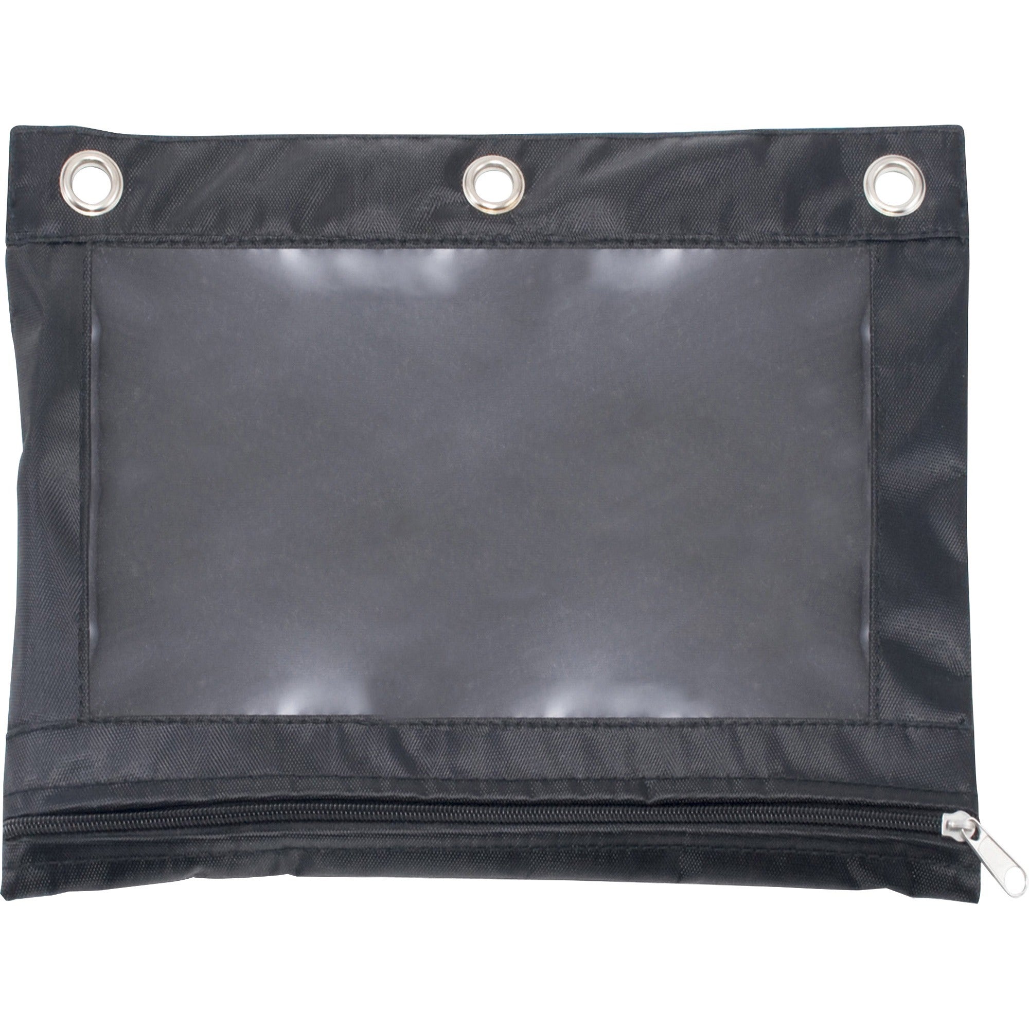 10" Height x 7.4" Width - 3 x Holes - Ring Binder - Rectangular - Black, Clear - Vinyl - 1 Each