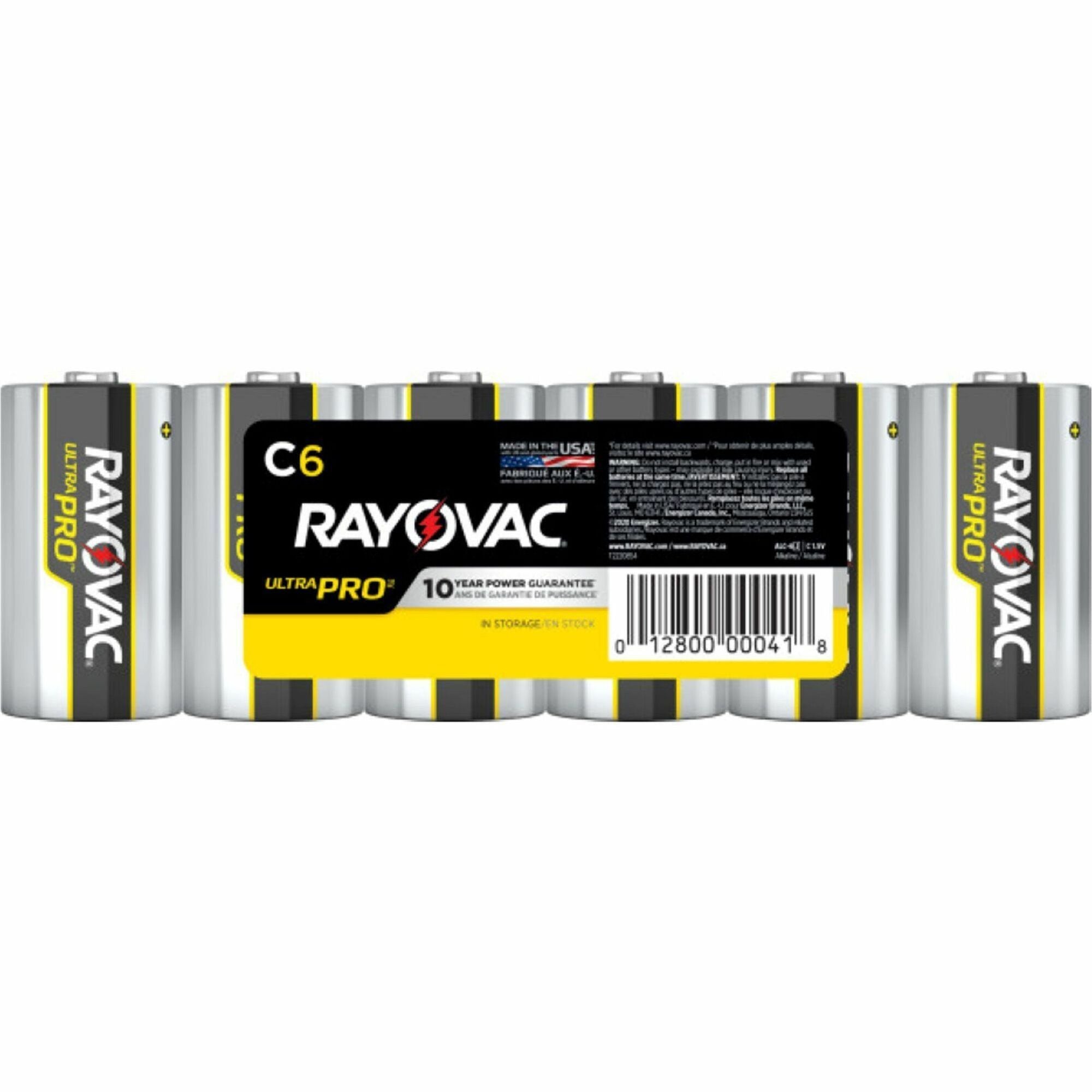 Rayovac Ultra Pro Alkaline C Batteries - For Multipurpose - C - 1.5 V DC - 6 / Pack