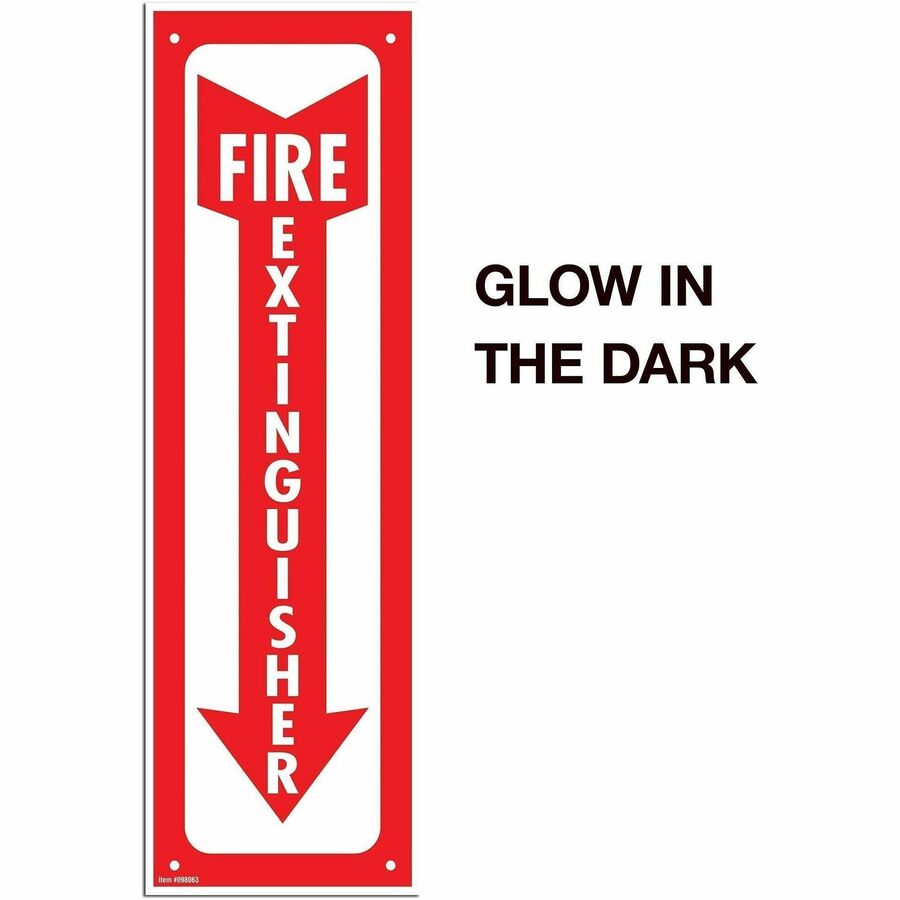 Glow in The Dark Design - Print/Message "Fire Extinguisher" - 4" Width x 13" Height - Rectangular Shape - Tear Resistant, Durable - Plastic - 1 Each