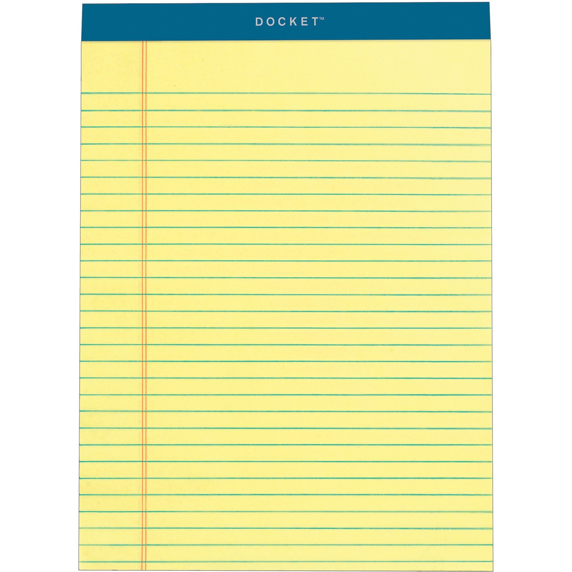 TOPS Docket Legal Rule Writing Pads - 50 Sheets - Double Stitched - 16 lb Basis Weight - 8 1/2" x 11 3/4" Sheet Size - 11.75" Height x 8.5" Width - Canary Paper - Rigid, Heavyweight, Bleed Resistant, Perforated, Acid-free - 1 Pack