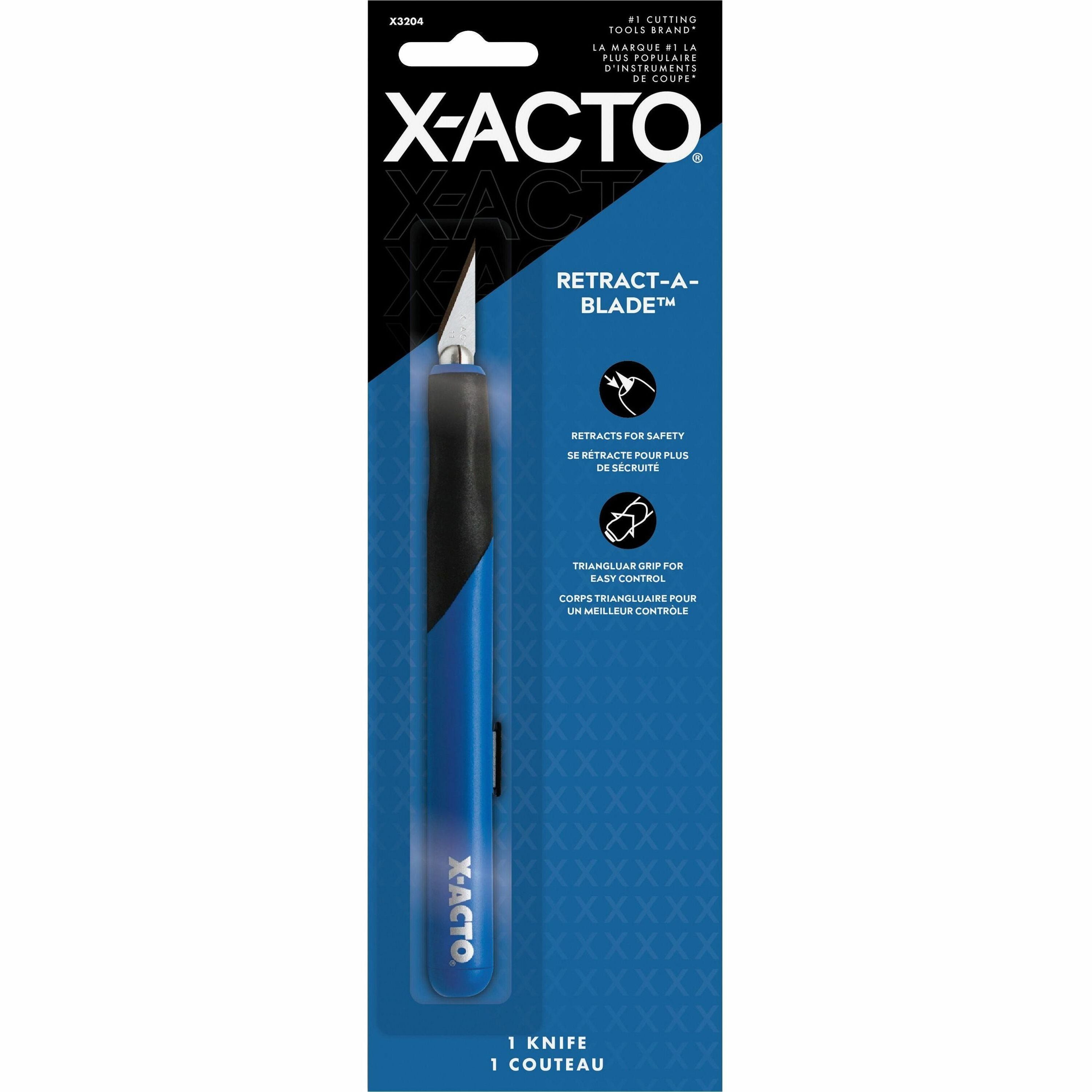 1 Carbon Steel Blade - Retractable, Comfortable Grip, Anti-roll, Durable, Replaceable Blade - Metal - Blue - 1 Each