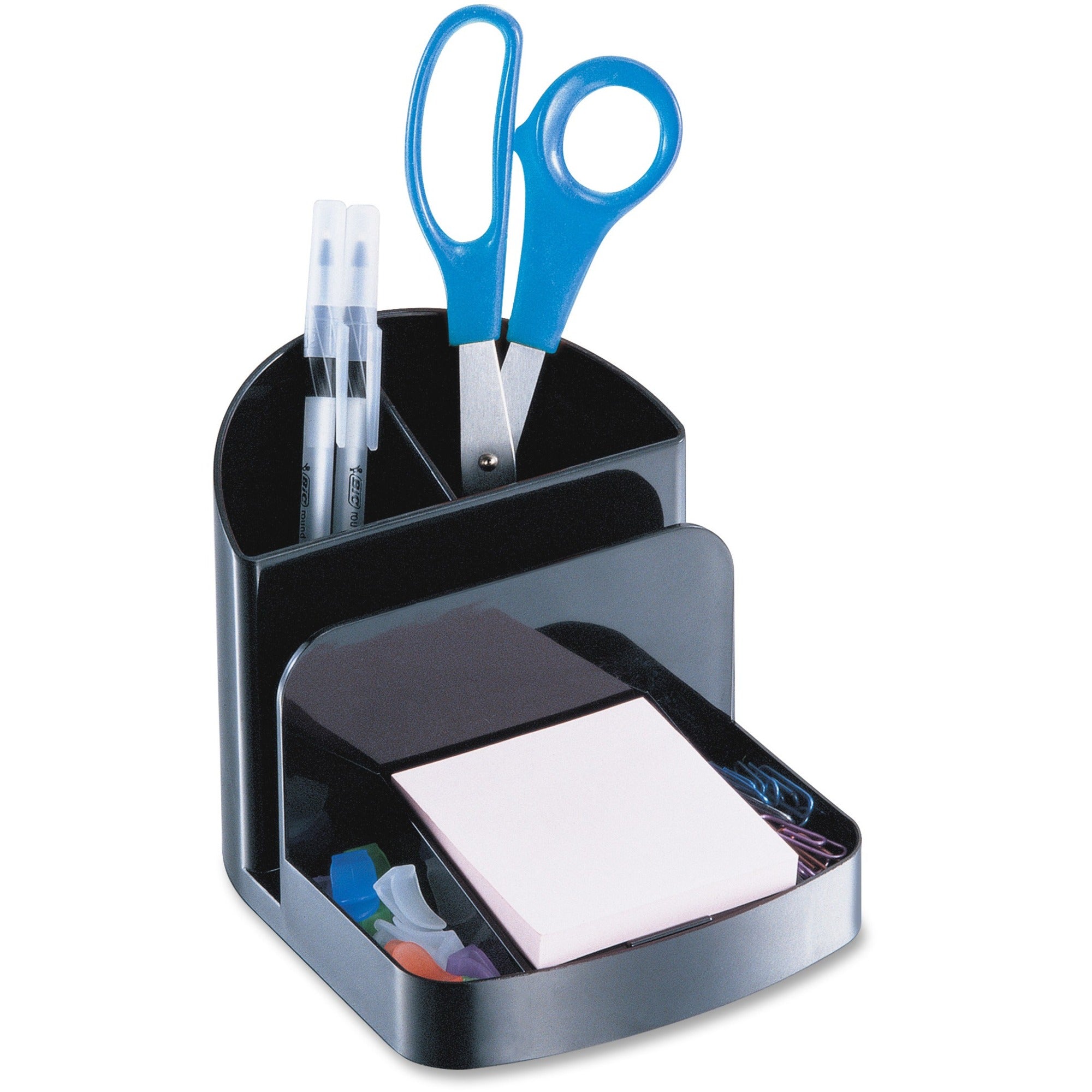 5 Compartment(s) - 5" Height x 5.4" Width x 6.8" Depth - Desktop - 30% Recycled - Black - Plastic - 1 Each