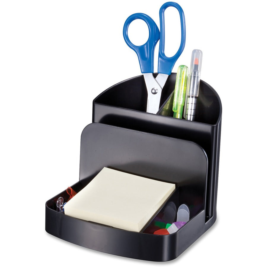 5 Compartment(s) - 5" Height x 5.4" Width x 6.8" Depth - Desktop - 30% Recycled - Black - Plastic - 1 Each