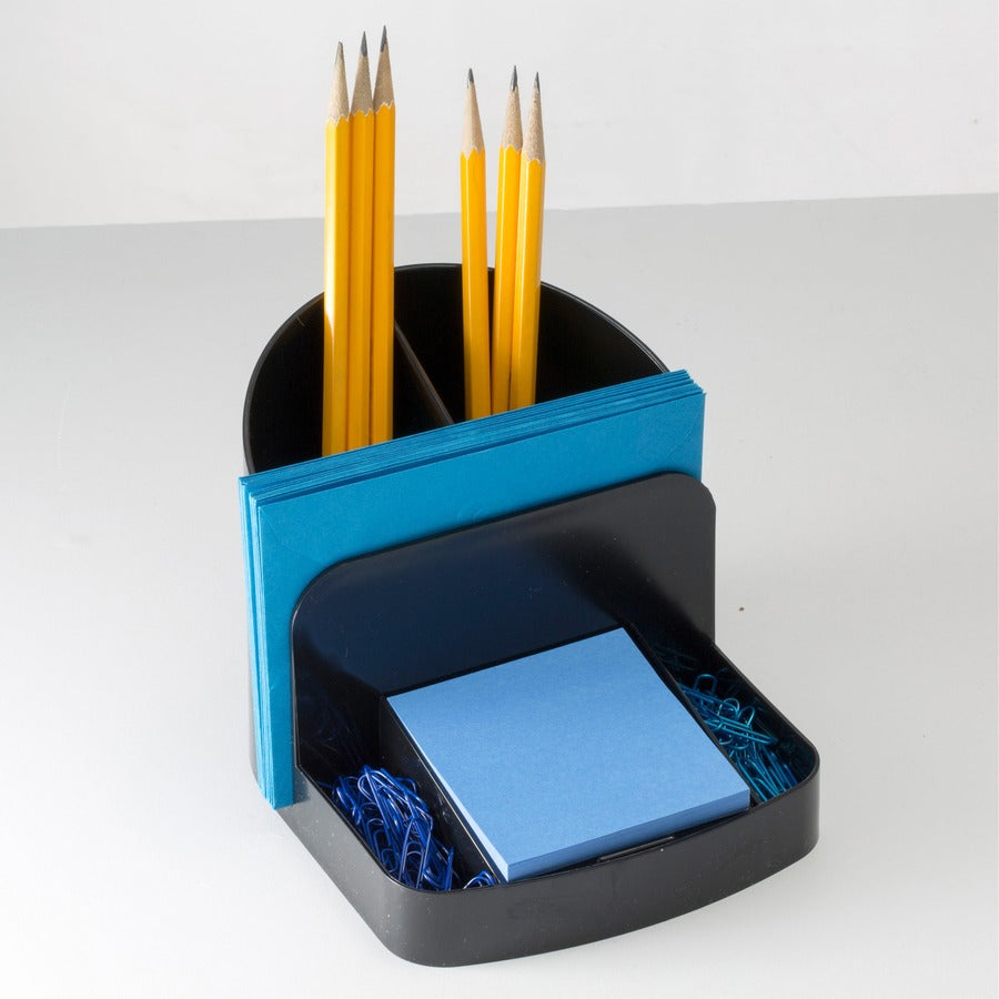 5 Compartment(s) - 5" Height x 5.4" Width x 6.8" Depth - Desktop - 30% Recycled - Black - Plastic - 1 Each