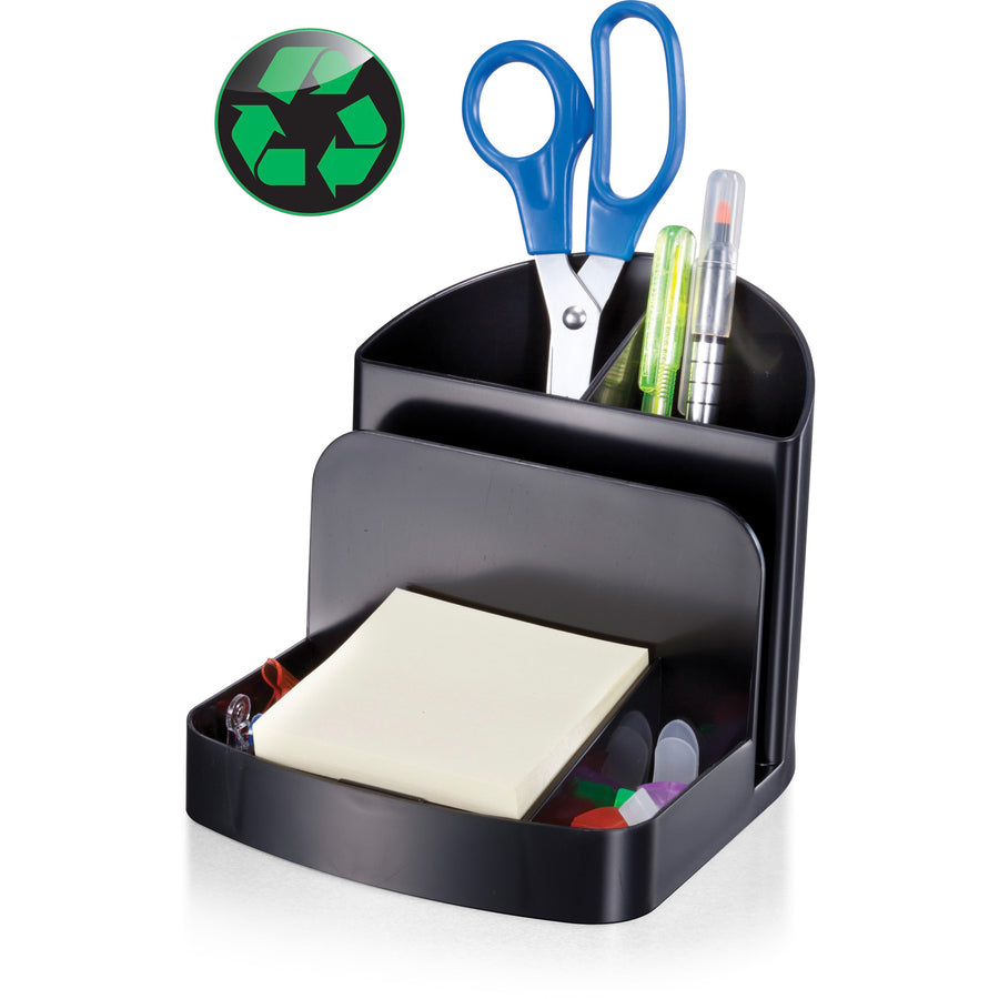 5 Compartment(s) - 5" Height x 5.4" Width x 6.8" Depth - Desktop - 30% Recycled - Black - Plastic - 1 Each