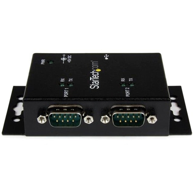 StarTech.com 2 Port Industrial Wall Mountable USB to Serial Adapter Hub with DIN Rail Clips