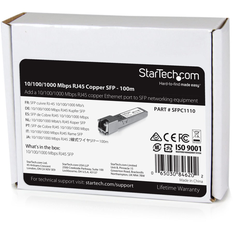 StarTech.com Cisco SFP-GE-T Compatible SFP Transceiver Module - 1000BASE-T