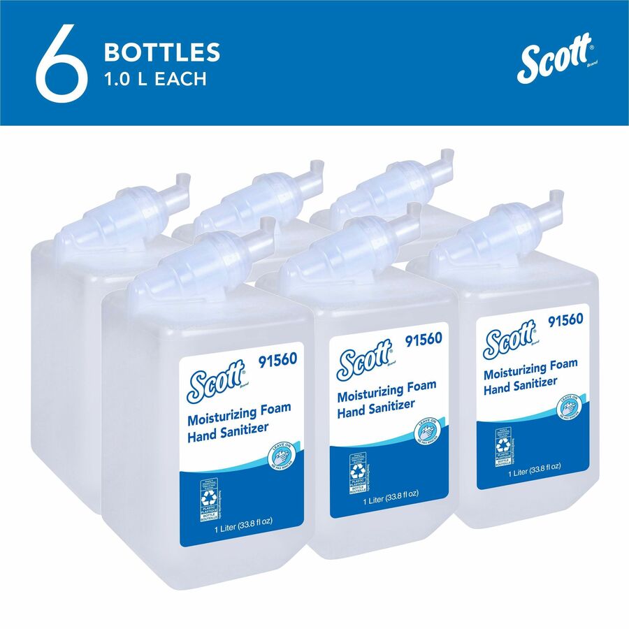 Scott Hand Sanitizer Foam Refill - Fresh Scent - 1.06 quart - Kill Germs - Hand - Moisturizing - Clear - 6 / Carton