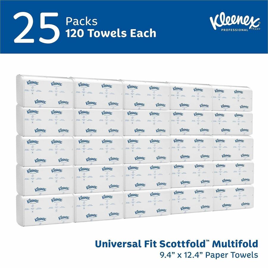 9.40" Width x 12.40" Length - White - Paper - 120/Pack - 25 / Carton
