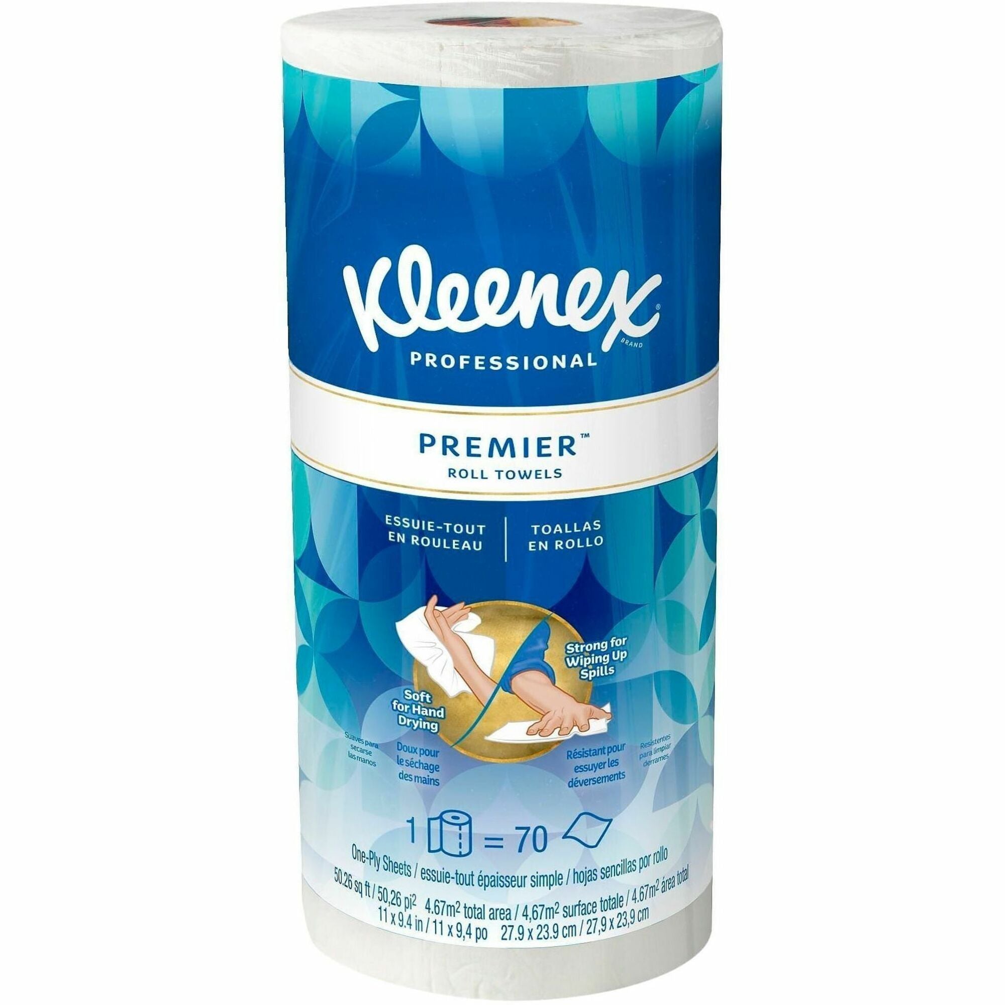 Kleenex&reg; Premier Kitchen Paper Towels - 1 Ply - 10.40" Width x 11" Length - 70 Sheets/Roll - White - Paper - 1 Roll
