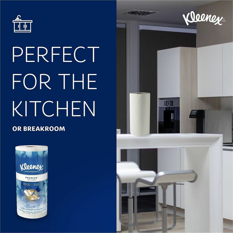 Kleenex&reg; Premier Kitchen Paper Towels - 1 Ply - 10.40" Width x 11" Length - 70 Sheets/Roll - White - Paper - 1 Roll