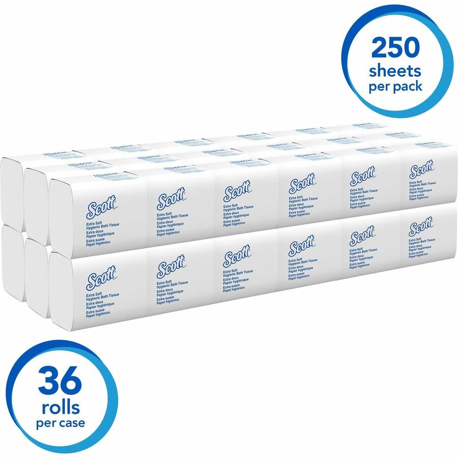 2 Ply - 4.50" Width x 8.30" Length - White - Fiber - 250/Pack - 36 / Carton