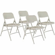 NPS® 200 Series Premium All-Steel Double Hinge Folding Chair, Pack of 4, Surface Color: Grey, Frame Color: Grey