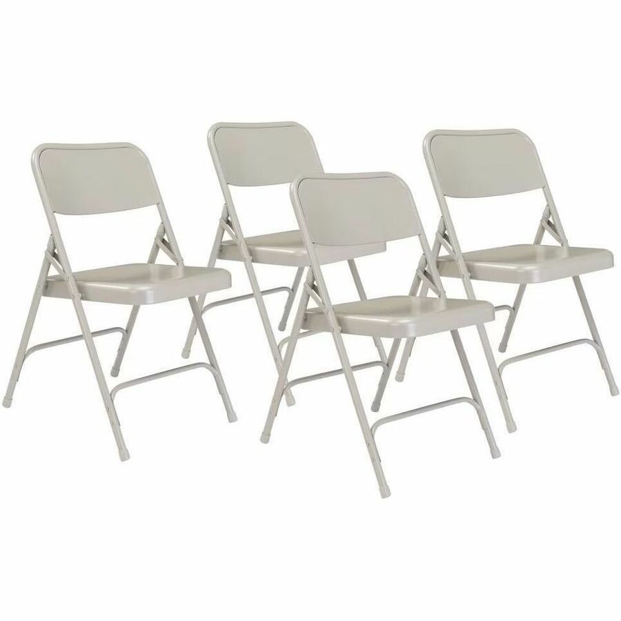 NPS® 200 Series Premium All-Steel Double Hinge Folding Chair, Pack of 4, Surface Color: Grey, Frame Color: Grey