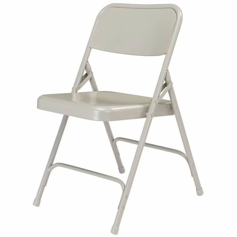 NPS® 200 Series Premium All-Steel Double Hinge Folding Chair, Pack of 4, Surface Color: Grey, Frame Color: Grey