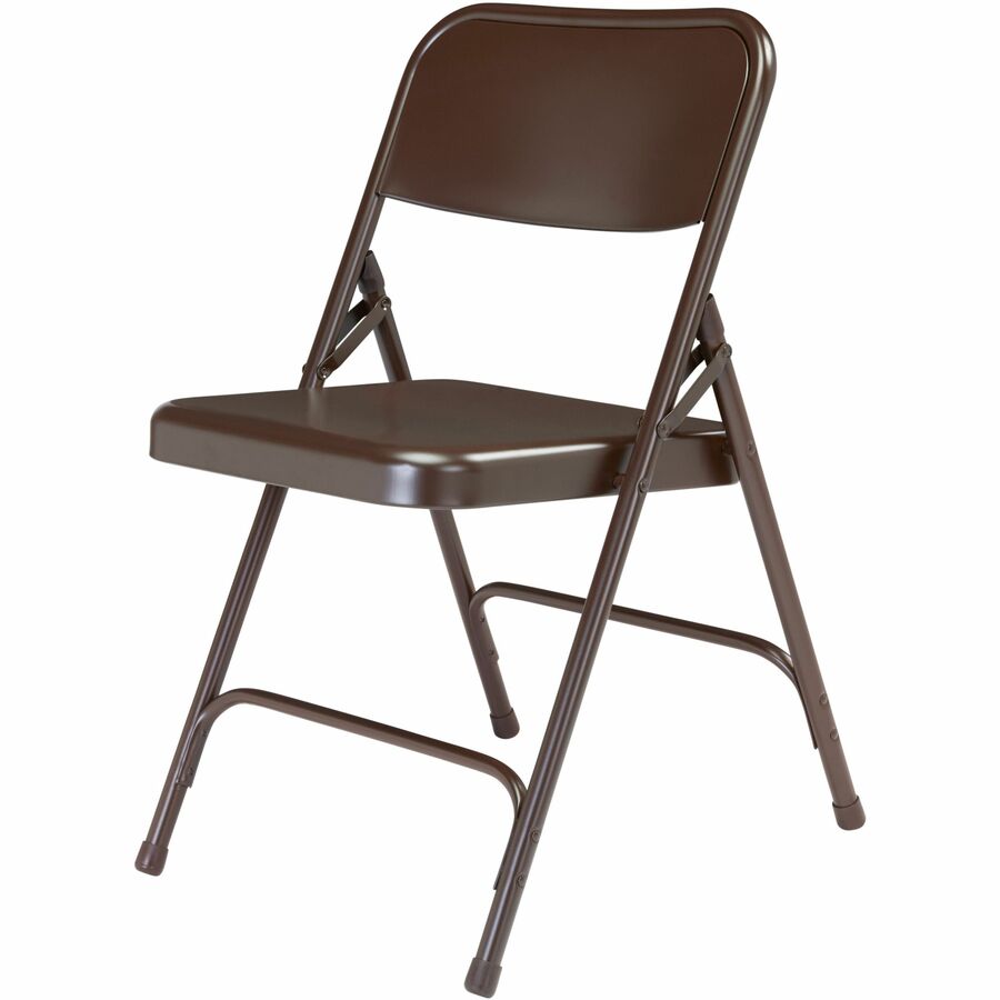 NPS® 200 Series Premium All-Steel Double Hinge Folding Chair, Pack of 4, Surface Color: Brown, Frame Color: Brown