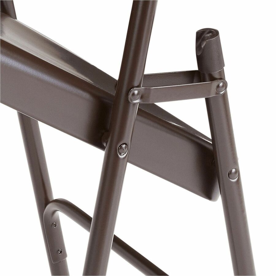 NPS® 200 Series Premium All-Steel Double Hinge Folding Chair, Pack of 4, Surface Color: Brown, Frame Color: Brown