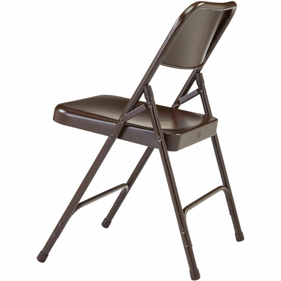 NPS® 200 Series Premium All-Steel Double Hinge Folding Chair, Pack of 4, Surface Color: Brown, Frame Color: Brown