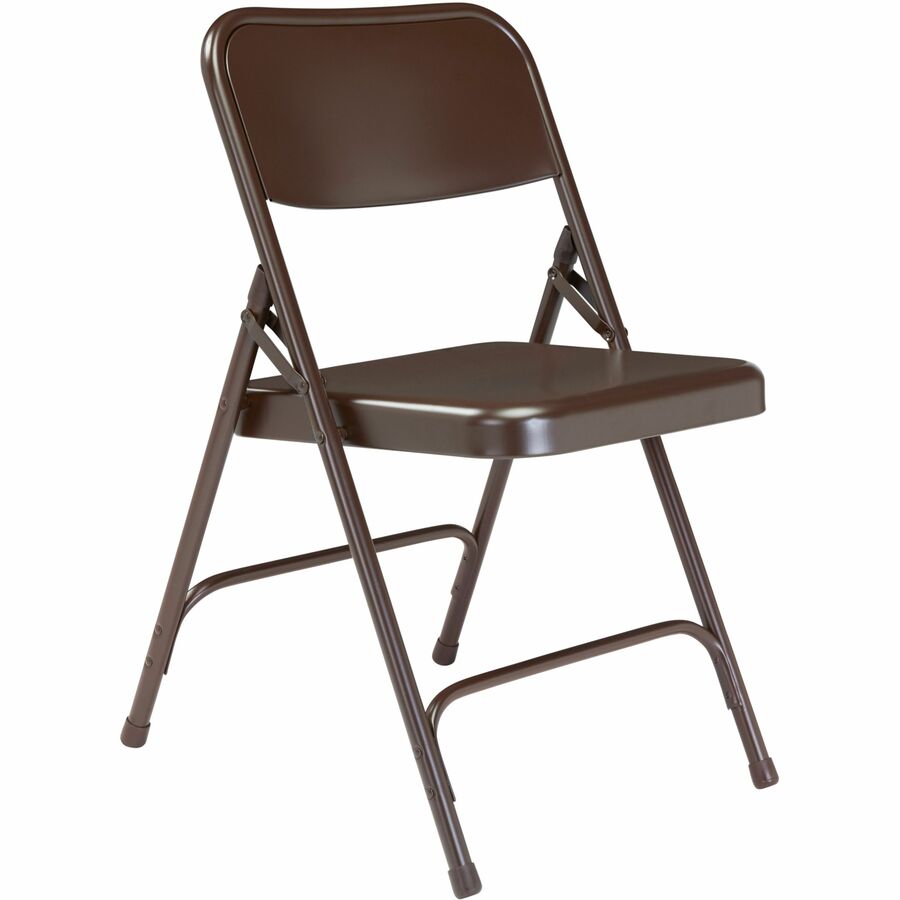 NPS® 200 Series Premium All-Steel Double Hinge Folding Chair, Pack of 4, Surface Color: Brown, Frame Color: Brown