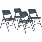 NPS® 200 Series Premium All-Steel Double Hinge Folding Chair, Pack of 4, Surface Color: Blue, Frame Color: Blue