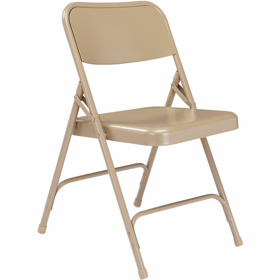 NPS® 200 Series Premium All-Steel Double Hinge Folding Chair, Pack of 4, Surface Color: Beige, Frame Color: Beige
