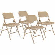 NPS® 200 Series Premium All-Steel Double Hinge Folding Chair, Pack of 4, Surface Color: Beige, Frame Color: Beige