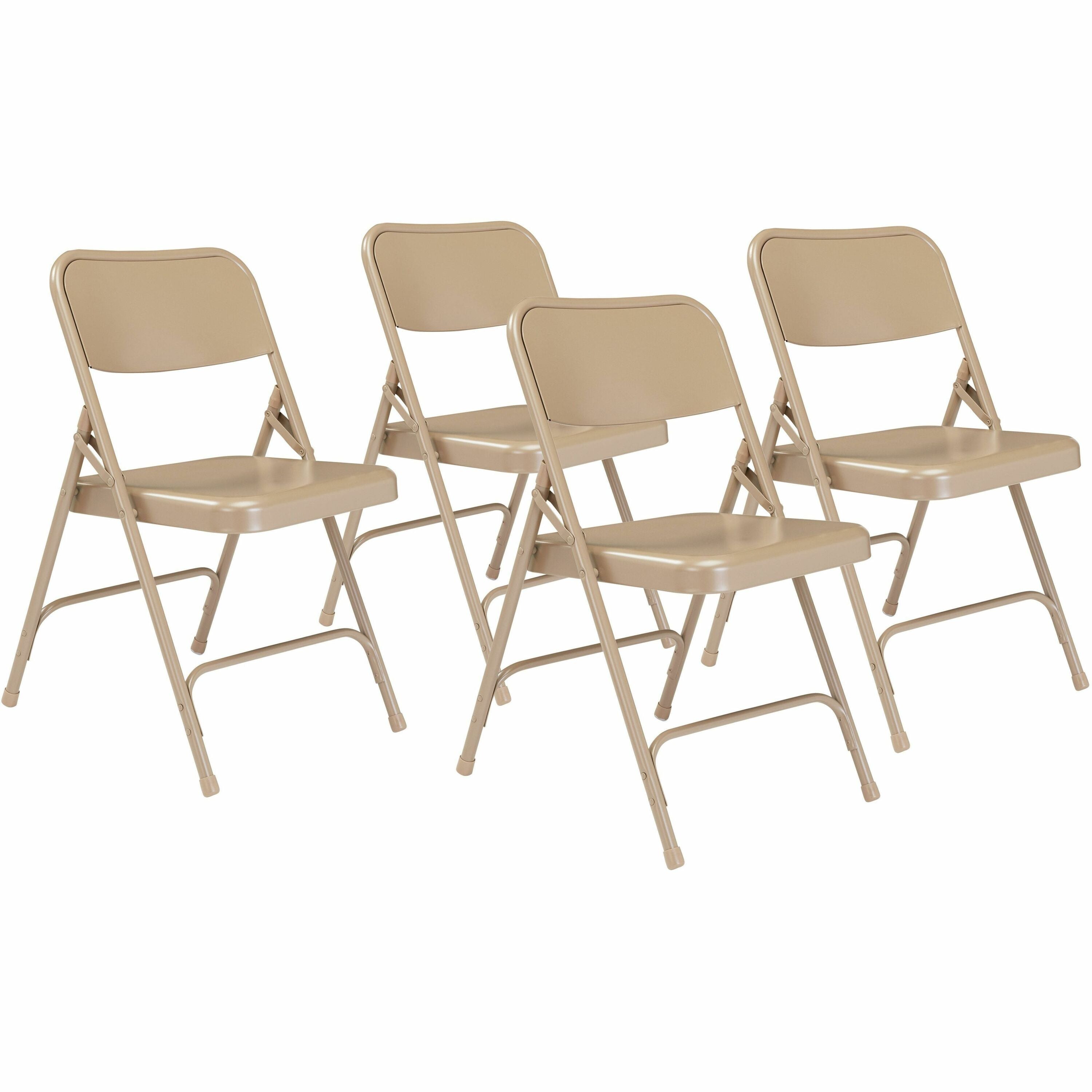 NPS® 200 Series Premium All-Steel Double Hinge Folding Chair, Pack of 4, Surface Color: Beige, Frame Color: Beige