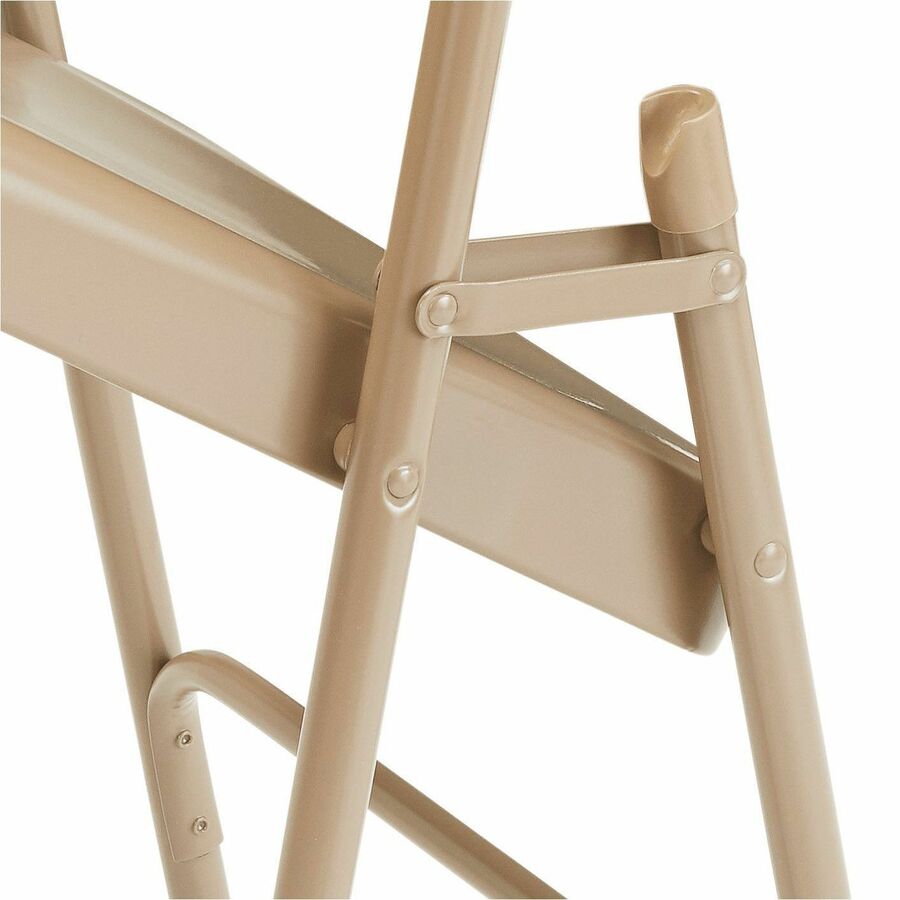 NPS® 200 Series Premium All-Steel Double Hinge Folding Chair, Pack of 4, Surface Color: Beige, Frame Color: Beige
