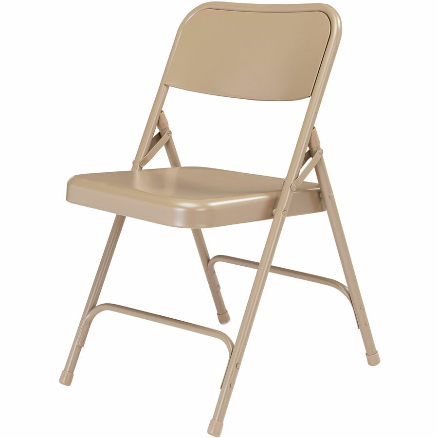 NPS® 200 Series Premium All-Steel Double Hinge Folding Chair, Pack of 4, Surface Color: Beige, Frame Color: Beige