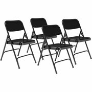 NPS® 200 Series Premium All-Steel Double Hinge Folding Chair, Pack of 4, Surface Color: Black, Frame Color: Black