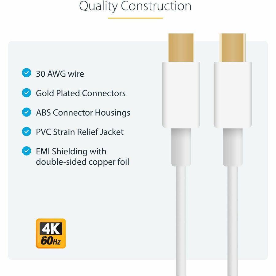 StarTech.com 3m White Mini DisplayPort Cable - M/M