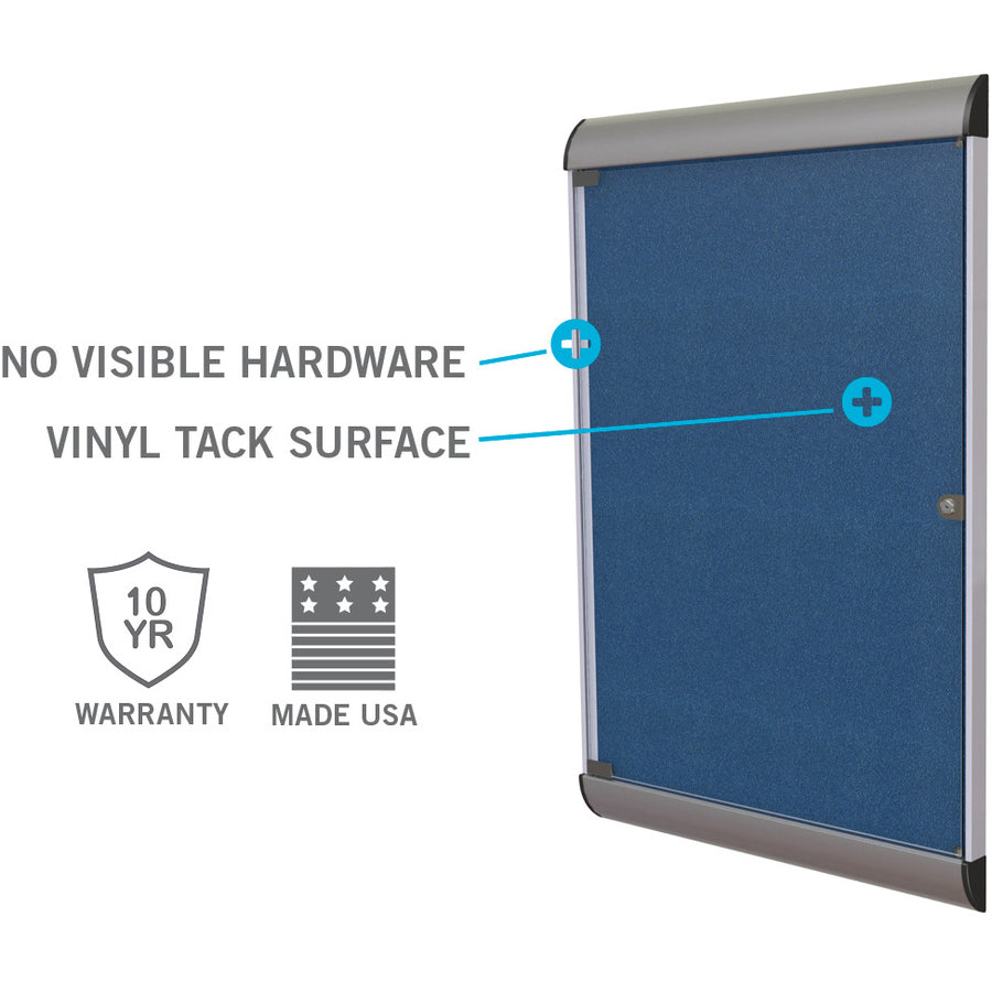 Ghent Silhouette Enclosed with 193 Silver Vinyl Tackboard