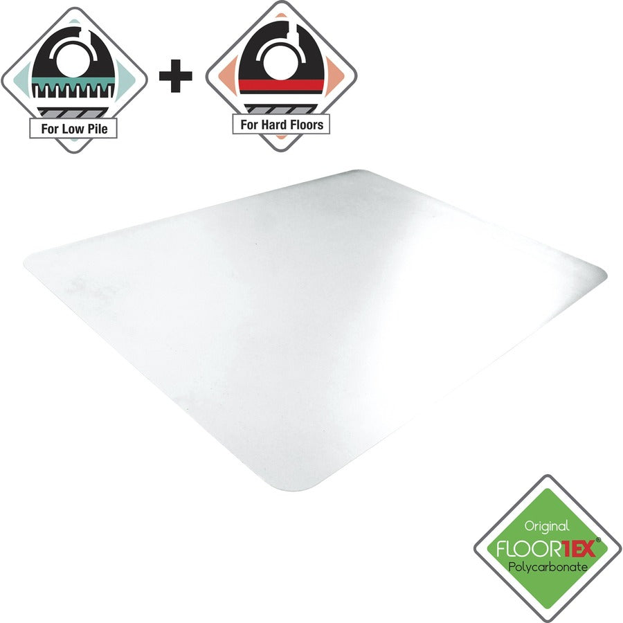 Floortex Cleartex Unomat&reg; Anti-Slip Rectangular Chair Mat Hard Floors and Carpet Tiles - Floor, Hard Floor - 53" Length x 48" Width x 0.075" Depth x 0.075" Thickness - Rectangular - Polycarbonate - Clear - 1 Each - TAA Compliant