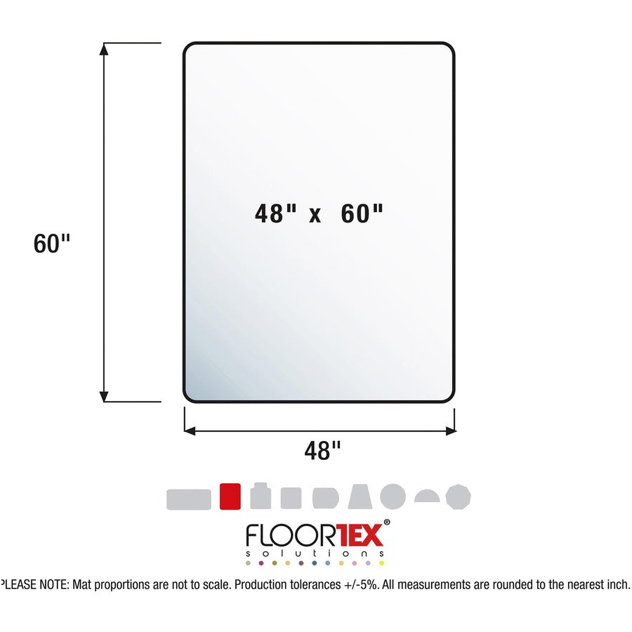 Floortex Cleartex Unomat&reg; Anti-Slip Rectangular Chair Mat Hard Floors and Carpet Tiles - Hard Floor, Home, Office - 60" Length x 48" Width x 0.075" Depth x 0.075" Thickness - Rectangular - Polycarbonate - Clear - 1 Each - TAA Compliant