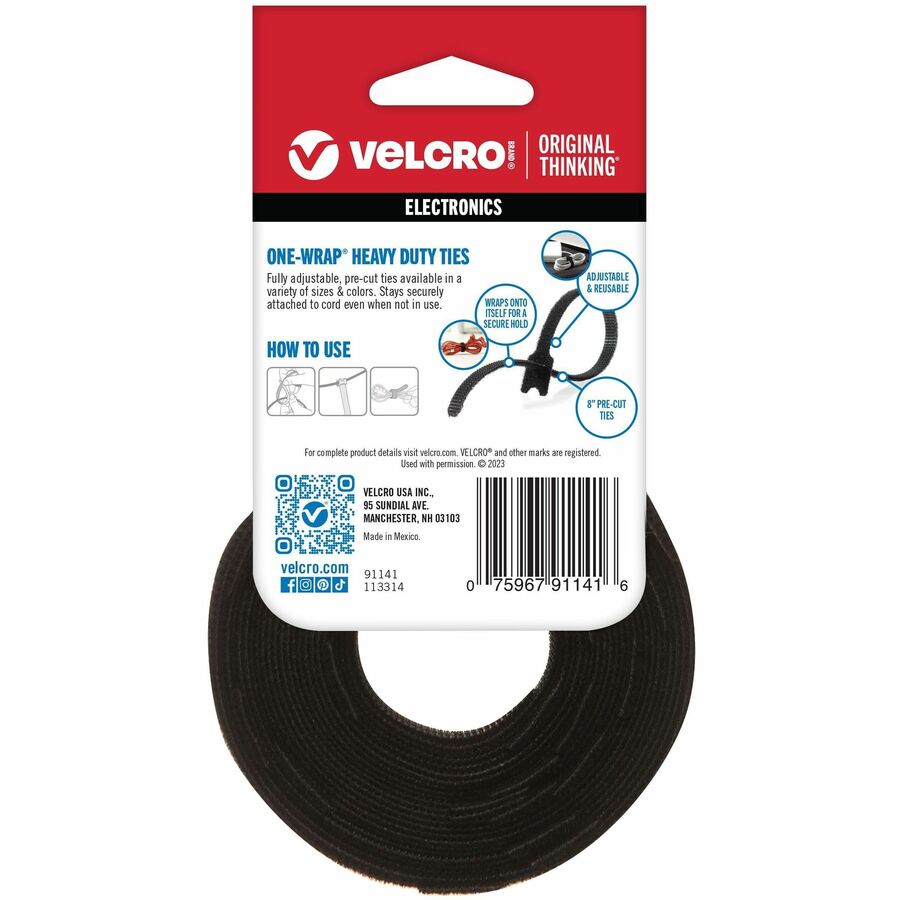 Tie - Black - 40 lb Loop Tensile - 8" Length - 25 / Pack