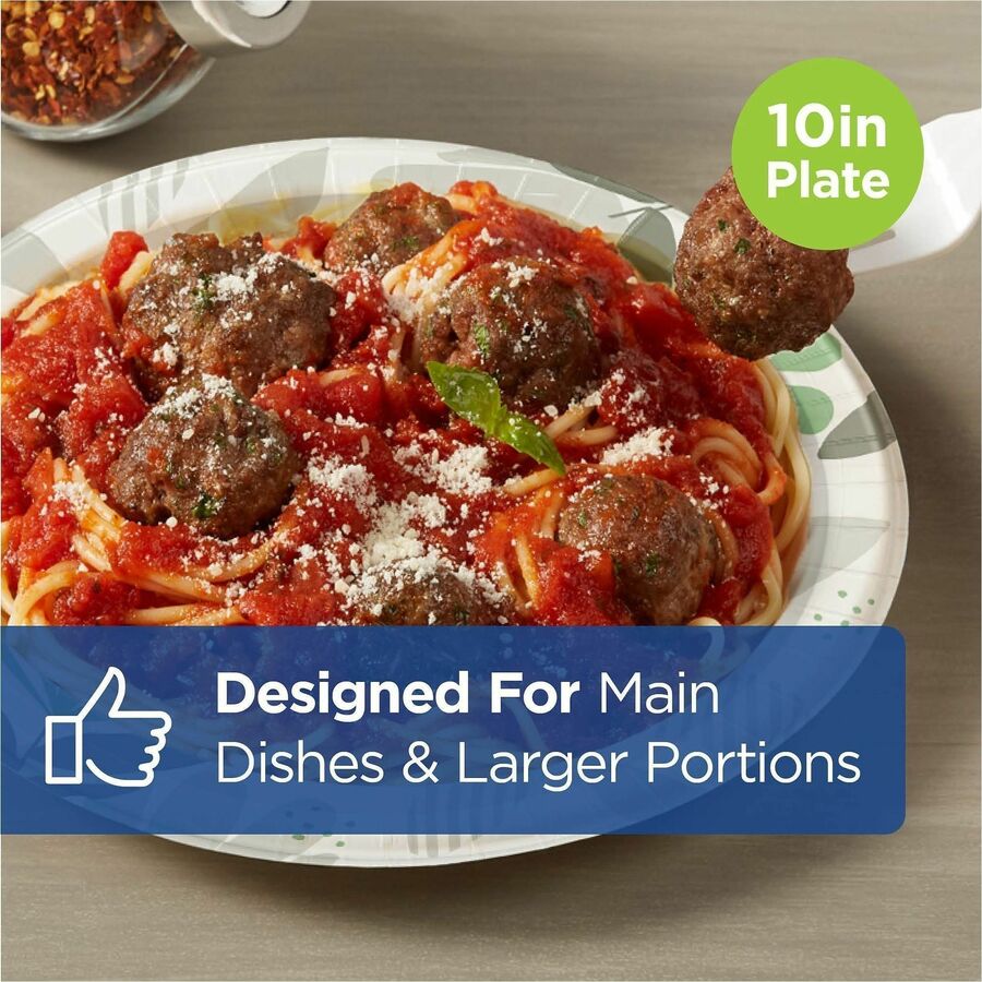 Dixie Ultra&reg; Pathways 10-1/16" Heavyweight Paper Plates by GP Pro - Serving - Pathways - Microwave Safe - 10.1" Diameter - White - Paper Body - 125 / Pack
