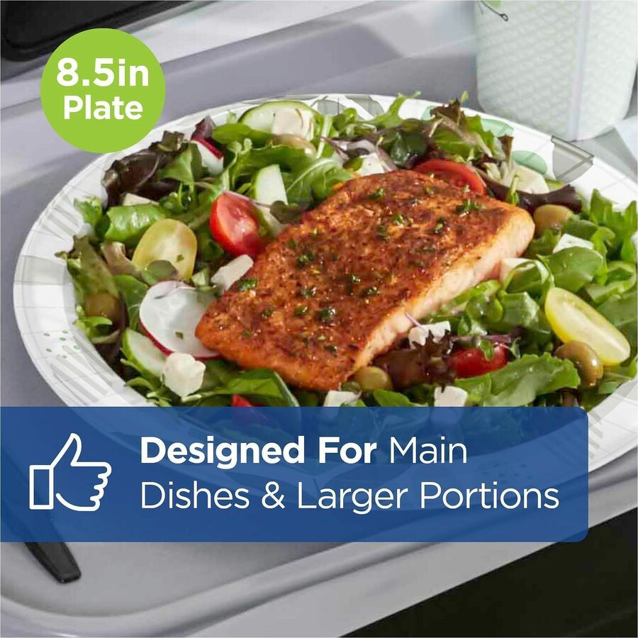 Dixie Ultra&reg; Pathways 8-1/2" Heavyweight Paper Plates by GP Pro - Serving - Pathways - Microwave Safe - 8.5" Diameter - White, Green, Burgundy, Multicolor - Paper Body - Round - 125 / Pack